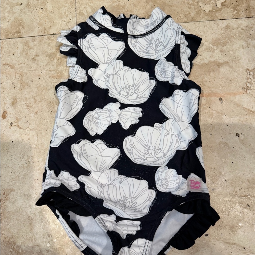 Ruffle Butts Monochrome Floral Swimsuit